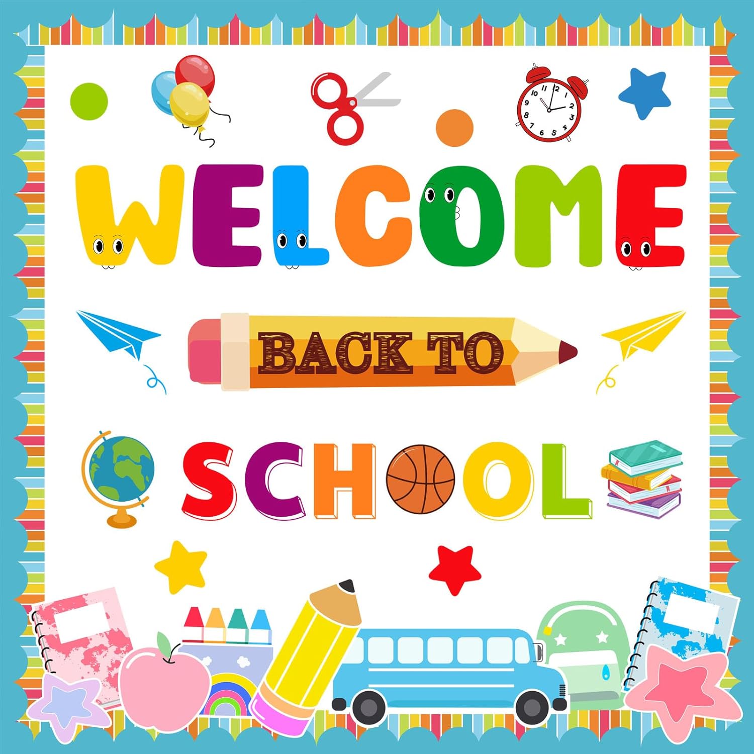Back to School Classroom Bulletin Board Decoration Set Welcome Back to School Cutouts for First Day of School Classroom Wall Door Decorations for
