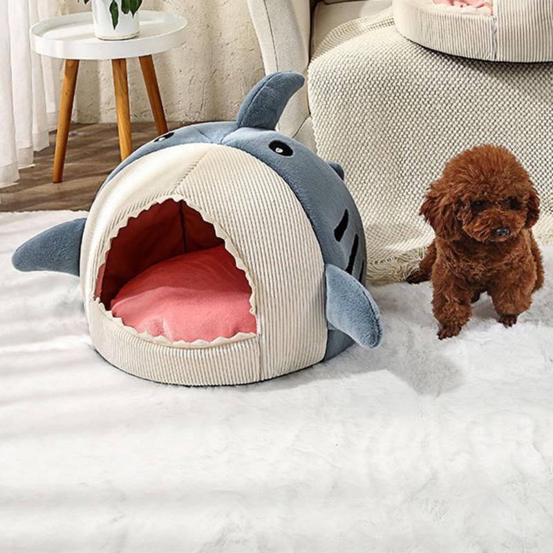 Cats Tent Bed House for Indoor Small To Large Cats Soft Cute Shark Shape with Anti-Slip Bottom Machine Washable Cushions