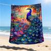 1pc Peacock Feather Artwork Throw Blanket Polyester Fiber, Lightweight Flannel, Soft & Warm, All Season Use for Outdoor, Camping Digital Print