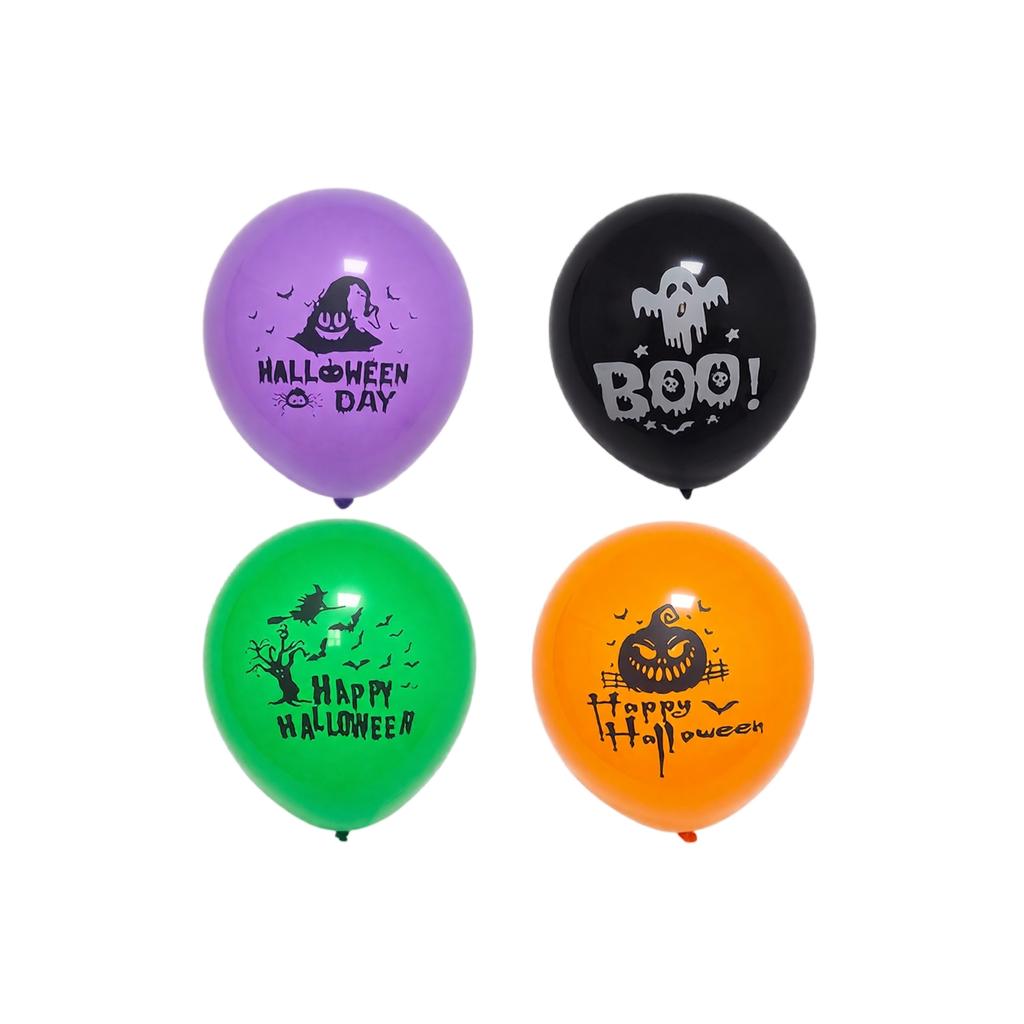 Halloween Printed Balloons 100pcs Random Assortment Decorative Latex Party Props for Indoor Outdoor Event Decor