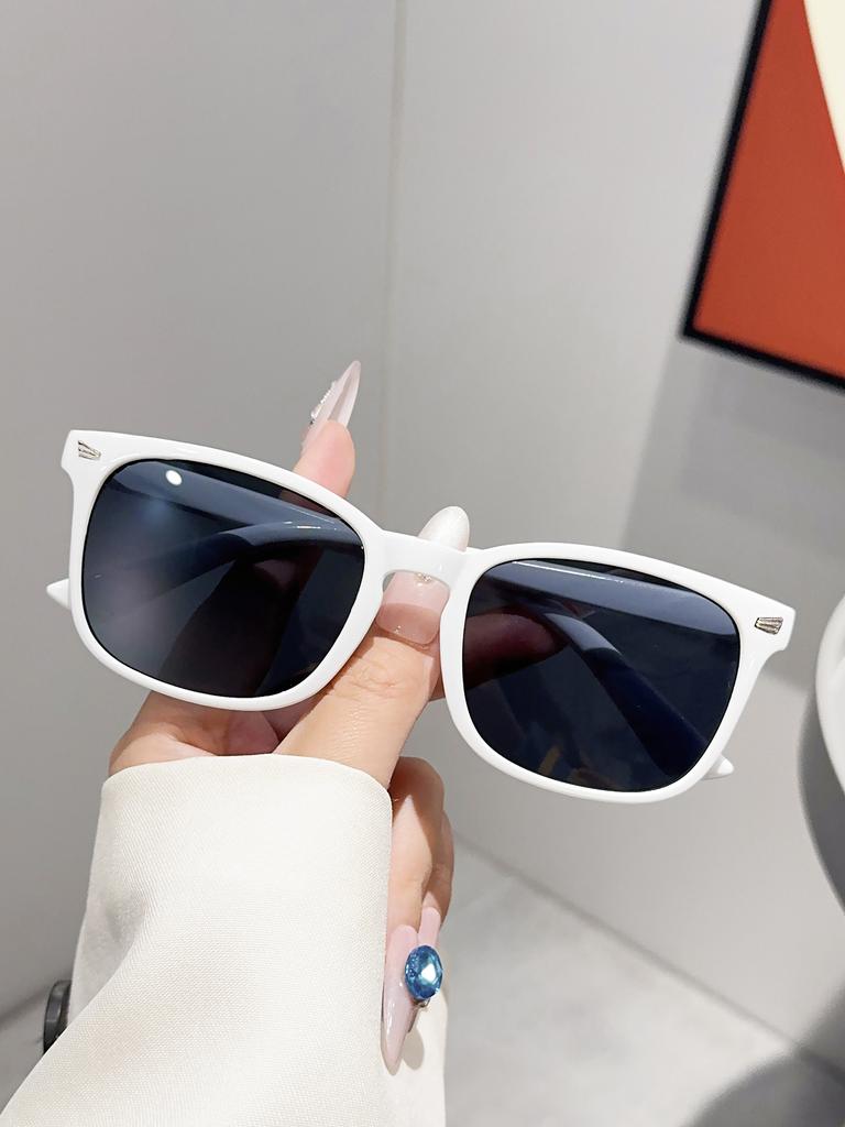 1Pc Fashionable and Trendy Basic Sunglasses, Retro Simple Large Square Frame, Suitable for Daily Wear and Driving