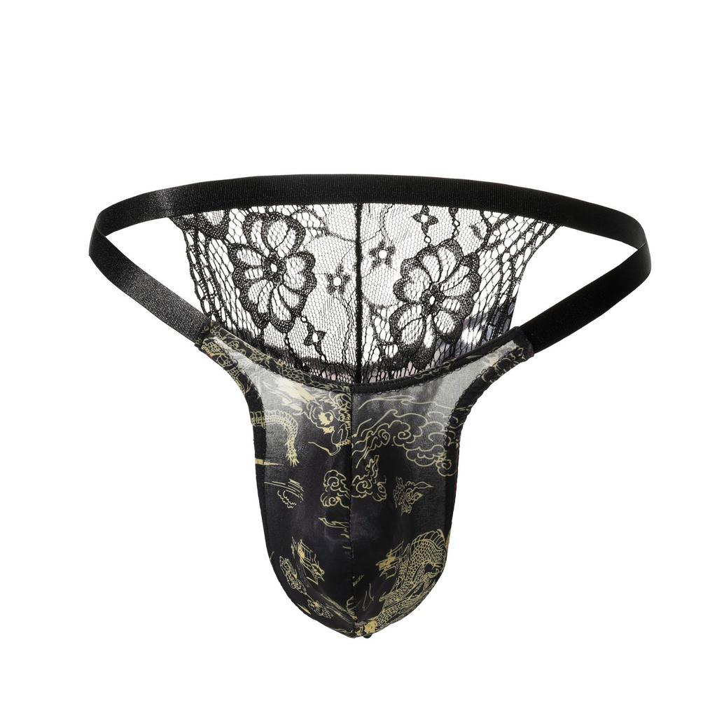Dámské krajkové tanga Sexy svůdné průhledné kalhotky Síťované flirtovací pánské kalhotky Krajkové kalhotky