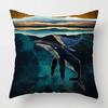 Nordic Mountains Sunrise Whale Metal Painting Pillowcase Sofa Decoration Cushion Cover  Home Decoration Cushion Cover