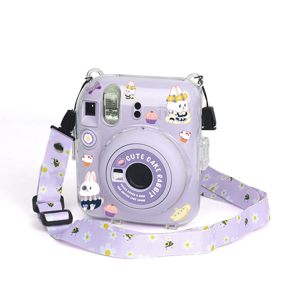 Für Fujifilm Instax Mini 12 Fototasche Transparente Schutzhülle Fotoaufbewahrungstasche Schale Kristallschale Trageband Seil Aufkleber-Sets