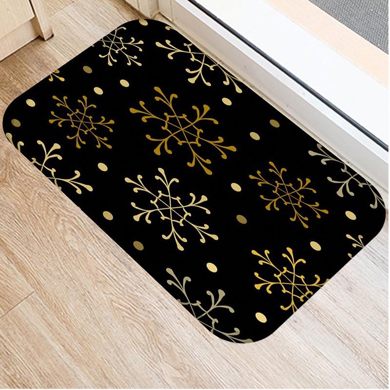 Black Gold Striped Welcome Door Mat Living Room Balcony Hallway Entrance Non-slip Rugs Bedroom Kitchen Laundry Room Floor Mats