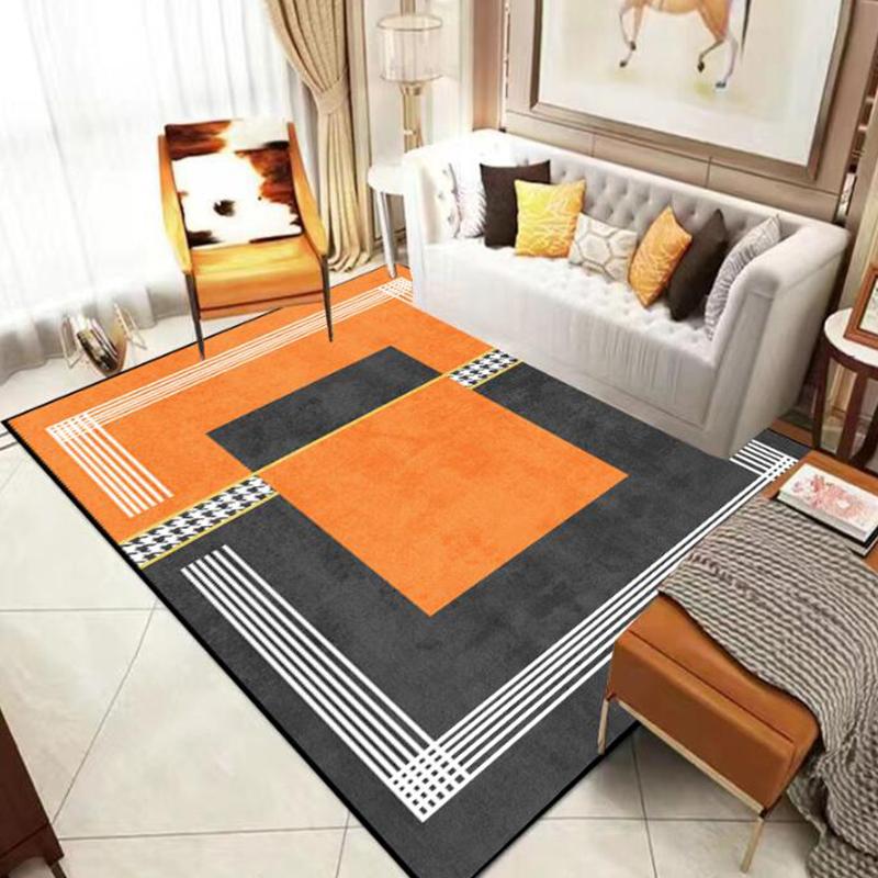 

Современные легкие роскошные ковры для гостиной, украшение дома, оранжевый геометрический коврик для пола, нескользящий ковер у кровати в спальне, большой ковер 60x90cm door mat