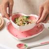 Multipurpose Strawberry Heart Ceramic Dinnerware Salad Bowl Plate Dish for Breakfast Lunch Dinner Dessert Serving