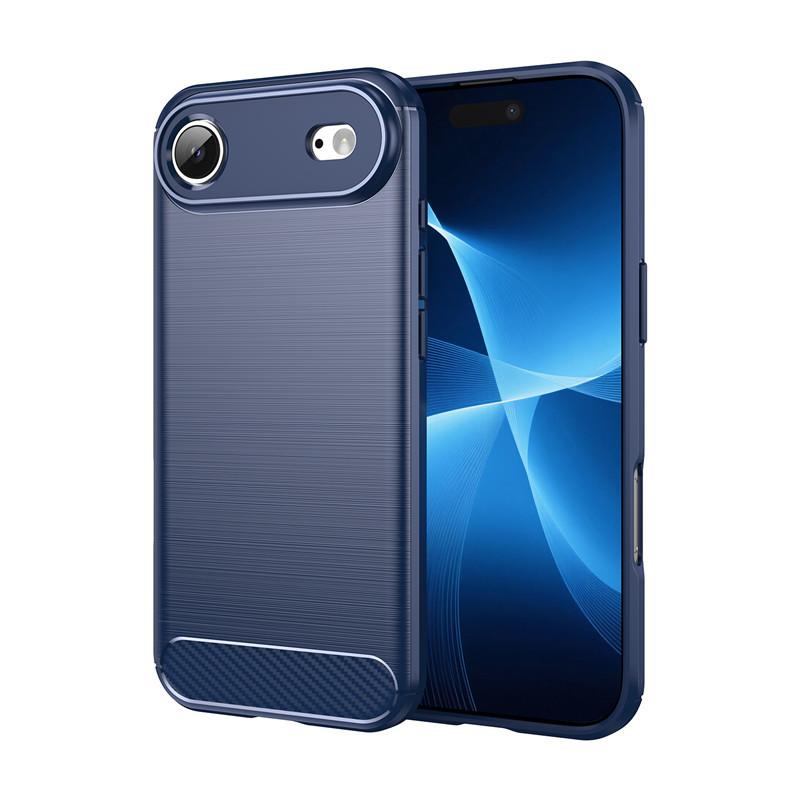 

Чехол для iPhone 17 AIR Для iPhone 17 Air 13 14 15 16 17 Pro Max Крышка Ударопрочный силиконовый бампер из углеродного волокна Для iPhone 17 iPhone 16 синий