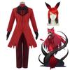 Nádherná cosplay sada kostýmu Alastora z Hazbin Hotelu s živým červeno-černým designem