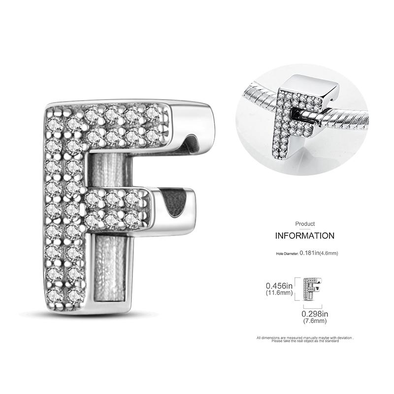 26 A-Z Alphabetperlen Kupfer Liebesbrief-Anhänger Passend für Original 3mm Damenarmband Armreif Cz Zirkonperle DIY Schmuck Geschenk