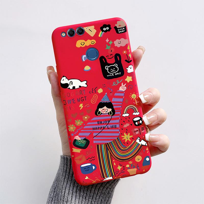 For Honor 7X Case Matte Cover Honor7X 7 X Soft Silicone Cute Cat Cartoon Case For Huawei Honor 7X BND-L21 BND-L22 BND-L24 Coque