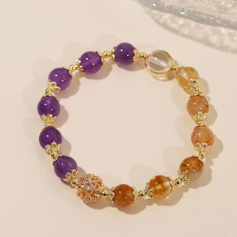 Women s Light Luxury Amethyst Citrine Multi-Gemstone Bracelet - Fashionable, Versatile, Niche Design Bracelet Only