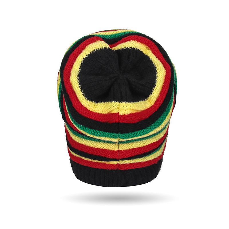 Muži Ženy Podzim Zima Barevná Pruhovaná Vlněná Čepice Duhová Pletená Teplá Čepice