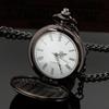 10pcs/lot Luxury Sensitive Smooth Retro Black Quartz Pocket Watch Men's Gentlemen's Sweater Chain Clock Male Best Gift