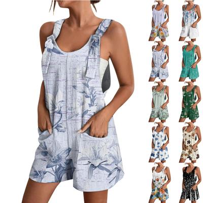 Combinaison short d'été pour femmes, combinaison décontractée à la mode imprimée à rayures