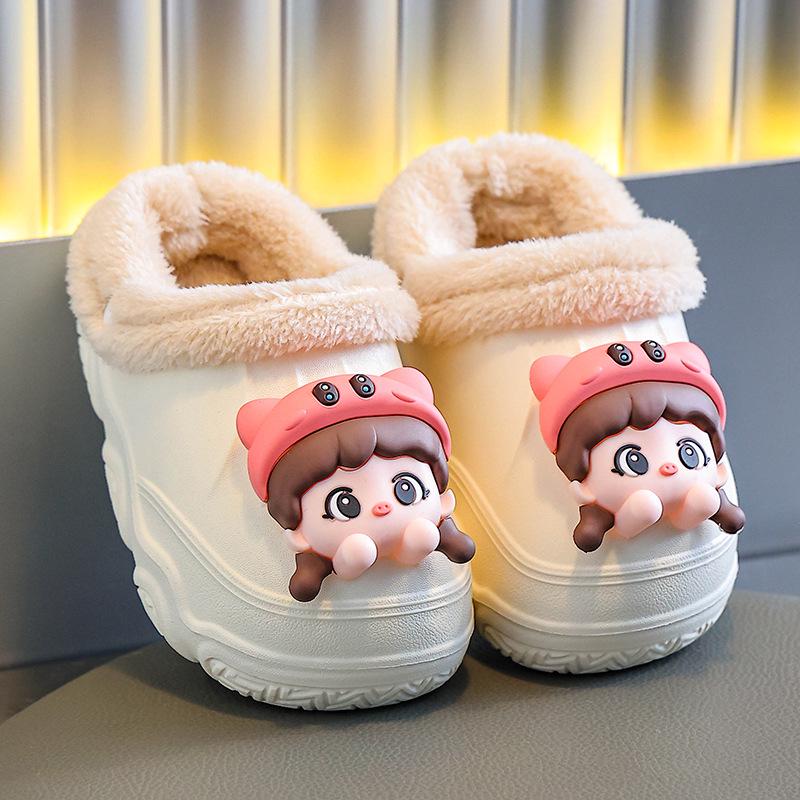 Children's Non-Slip Cotton Slippers: Warm, Waterproof EVA Winter Shoes for Boys, Girls, and Adults.