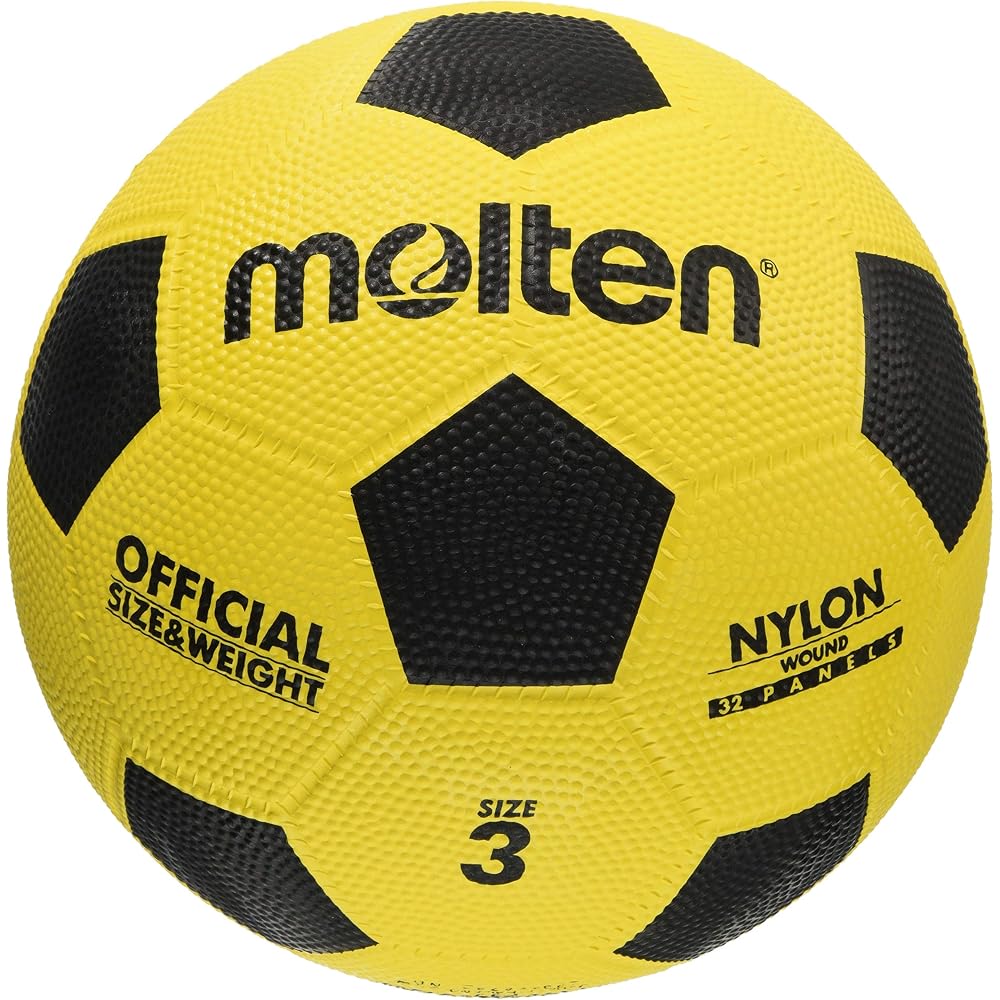 Molten F3Y Soccer Ball Size 3 Yellow Black, Durable Rubber, Suitable for Training and Matches