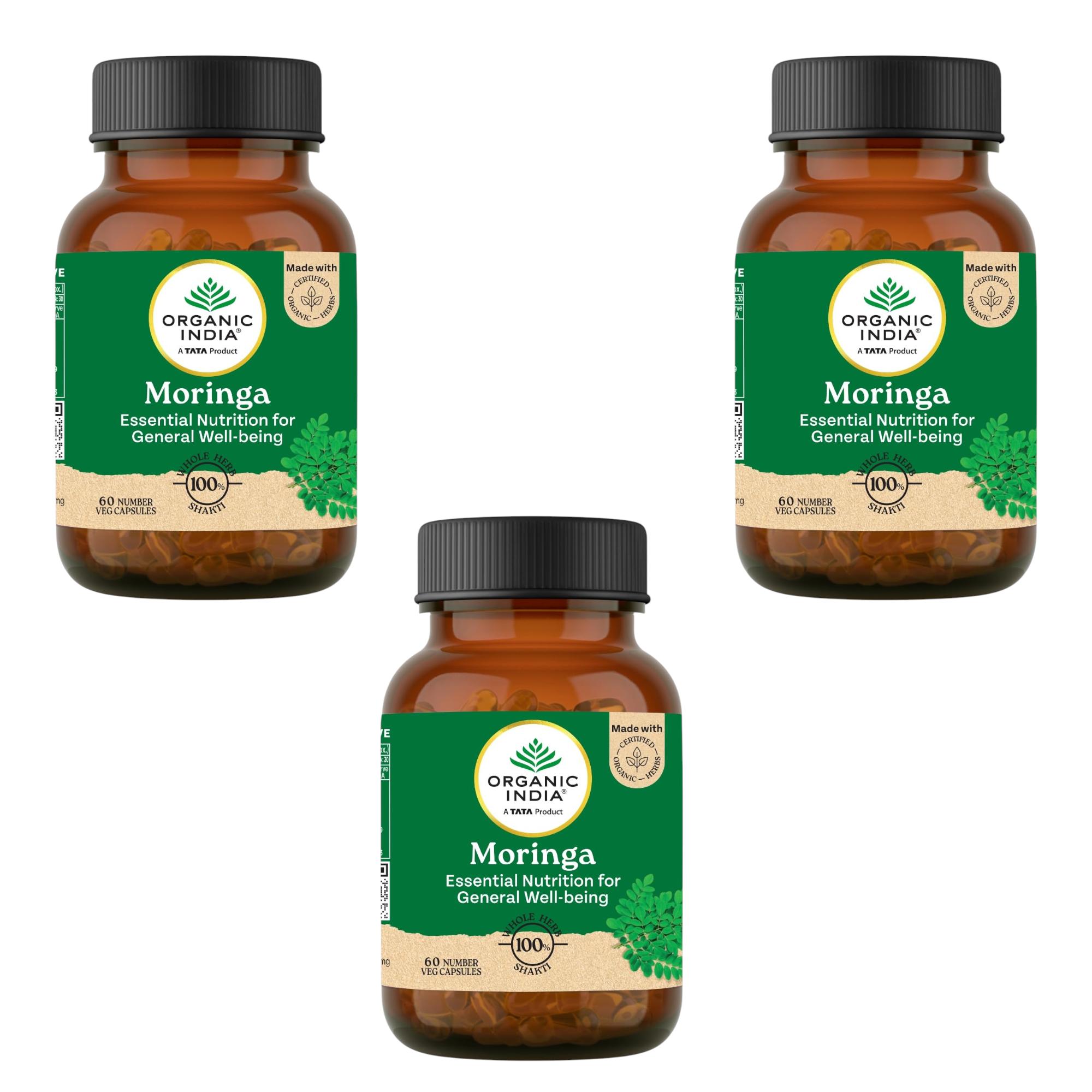 

Organic India Moringa 60 Capsules X Pack of 3 - Energy, Vitality, Natural Nutrient-Rich Supplement