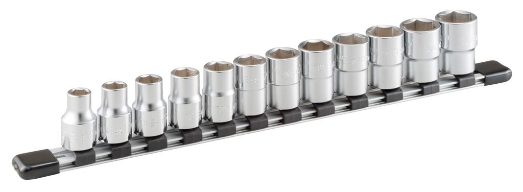 TONE Steckschlüsselsatz mit Abtriebswinkel 12-teilig (sechseckig, Halter) HS412, 12,7 mm (1/2 "),