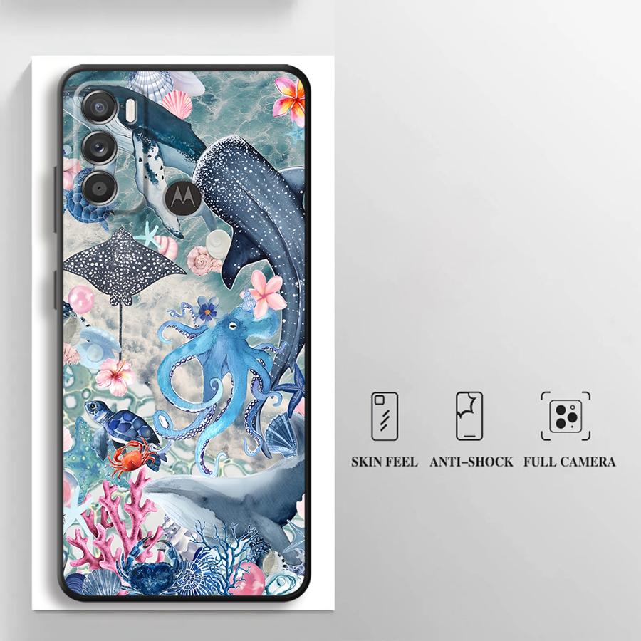

Creative Marine Organisms Art Case for Motorola Moto G53 G30 G22 Edge40 G52 Edge 20 Pro 30 Lite G60s G32 G50 G71 G51 G73 Phone Motorola Edge 30 Neo