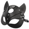 Porn Fetish Head Mask Whip BDSM Bondage Restraints PU Leather Cat Halloween Mask Roleplay Sex Toy For Men Women Cosplay
