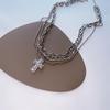 Collier Pendentif Croix Fille Style Doux Cool Multicouche Zircon de Haute Qualité Chaîne Clavicule Bijoux Accessoires Fête d'Anniversaire