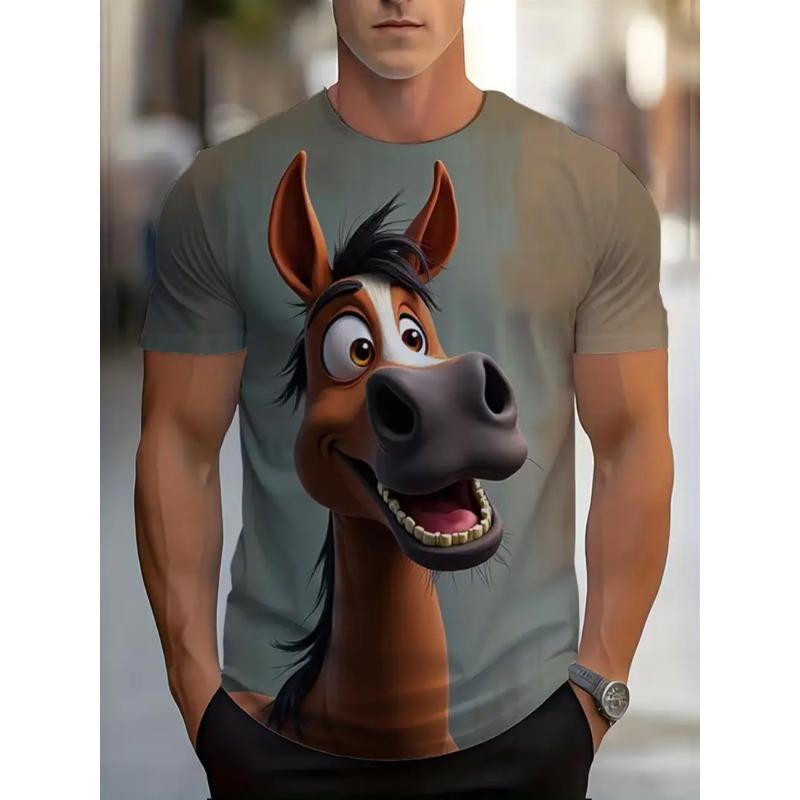 

Men s 3D printed dog leash pattern short-sleeved T-shirt - breathable summer round neck with slight elasticity, S