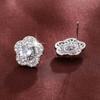 Elegant Female White Zircon Round Earring Charm Gold Silver Rose Color Stud Earrings For Women Vintage Wedding Jewelry