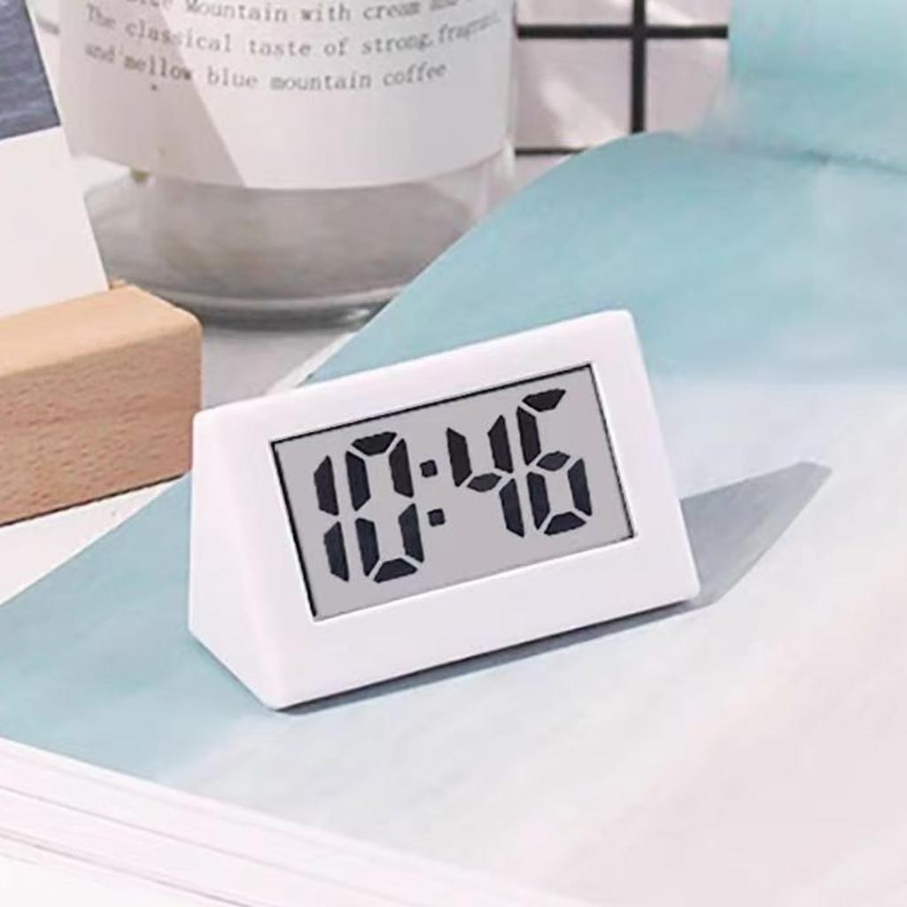 Small LCD Display Digital Electronic Clock for Desk, Slim Design, Multifunctional (White, 1pc, Includes Chinese Instructions)