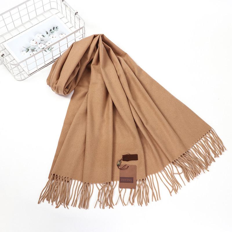 

Solid Color Scarf Women s Winter Tassel Red Scarf Shawl Men s Thick Warm Autumn and Winter Wool Cashmere Scarf 200*70CM
