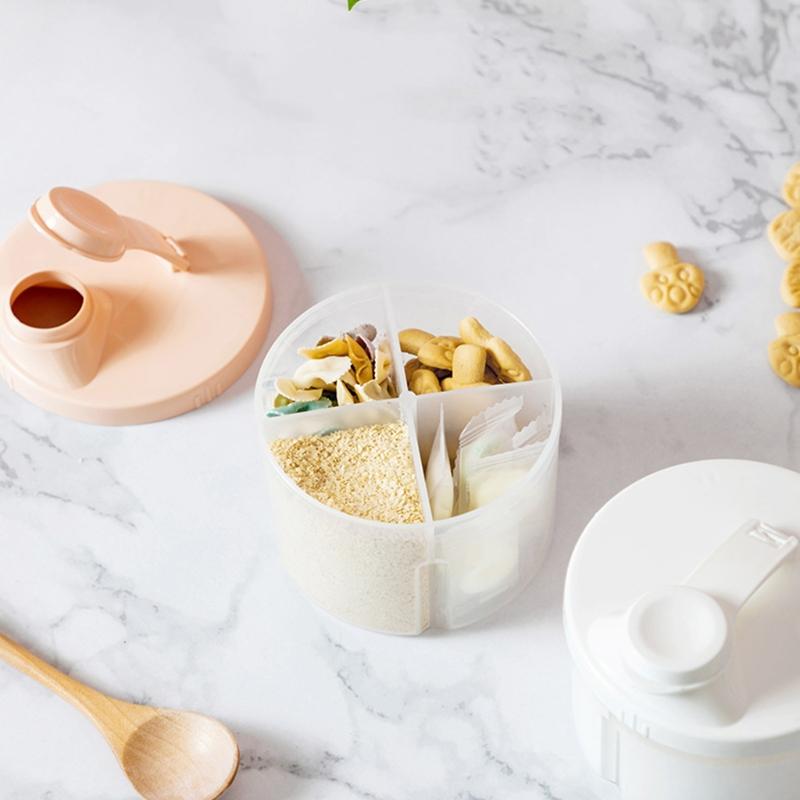 4 Compartments Portable Reusable Baby Food Storage Box Snacks Cups Newborn Milk Powder Organizer Formula Dispenser