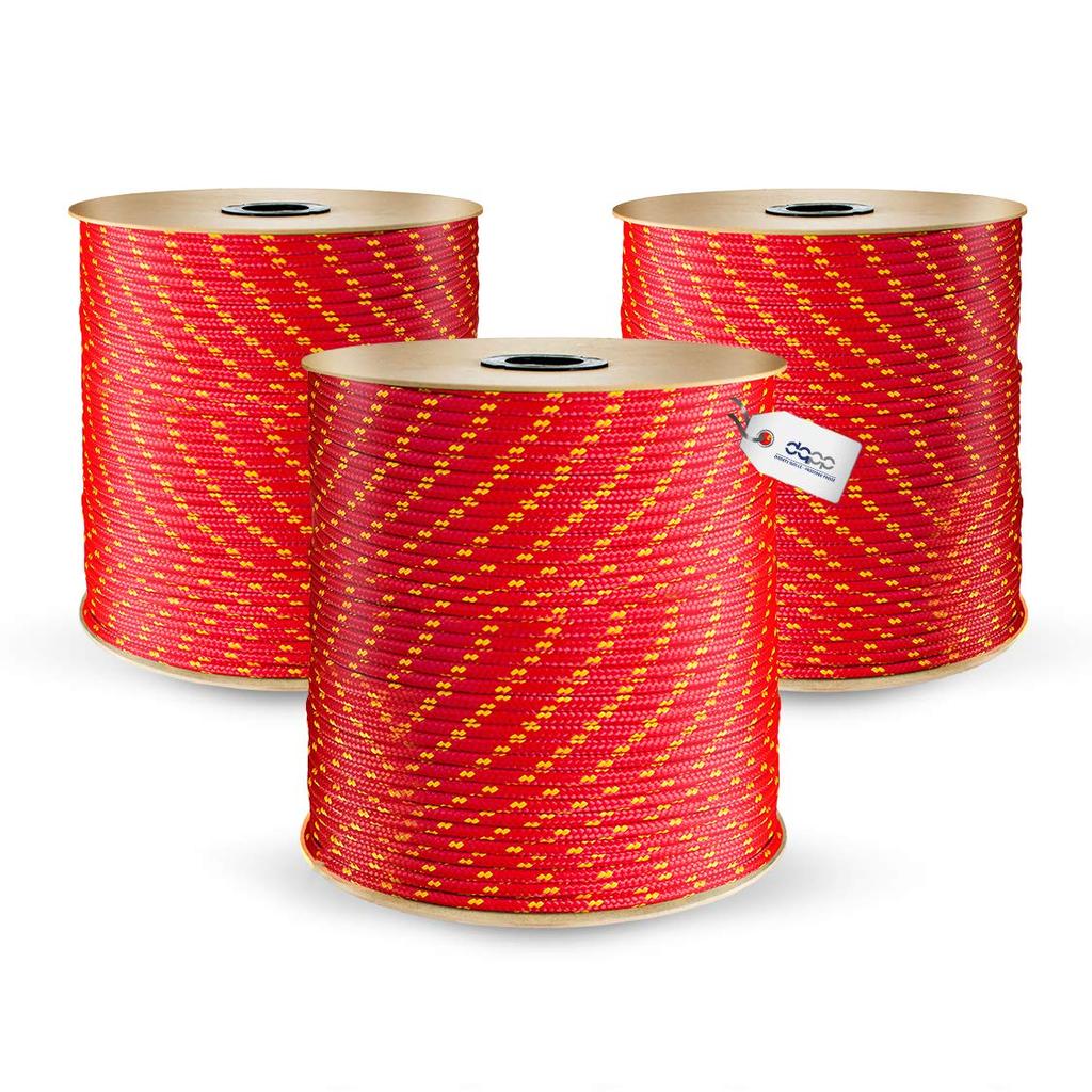 DQ-PP POLYPROPYLENE ROPE - 5mm - 70m - RED - Load Capacity Up To 244 Braided Rope Textile Rope Cord Rope String Plastic Rope Braided