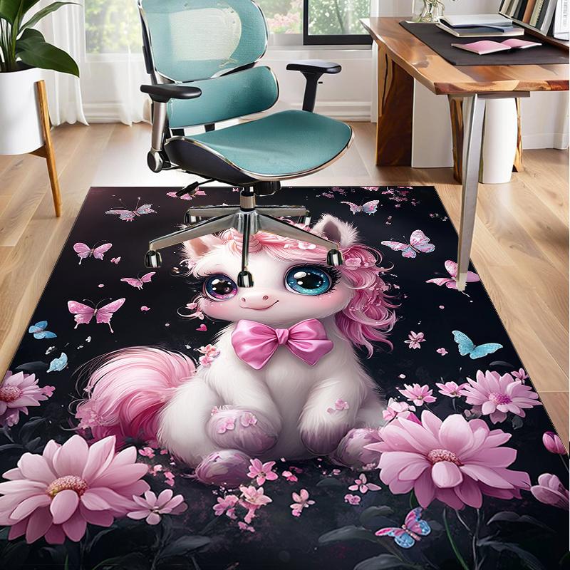Magical Unicorn Fantasy Office Rug Chair Mat, Entryway Carpet, Suitable for Front Door, Bedroom, Living Room, Desk, Holiday Gift