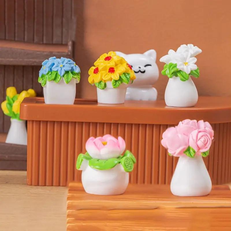 Miniature Landscape Simulation Potted - Colorful Resin Flower Model, Artificial Plant Desktop Decoration