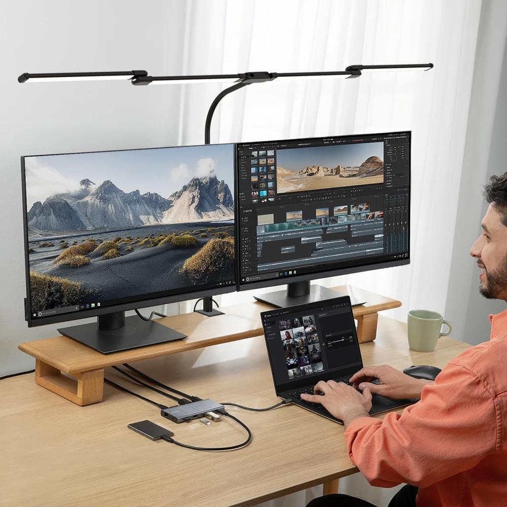 Led Desk Lamp with Clamp Architect Desk Lamp for Home Office Ultra Bright Auto Dimming PC Light Stepless Dimming Table Light