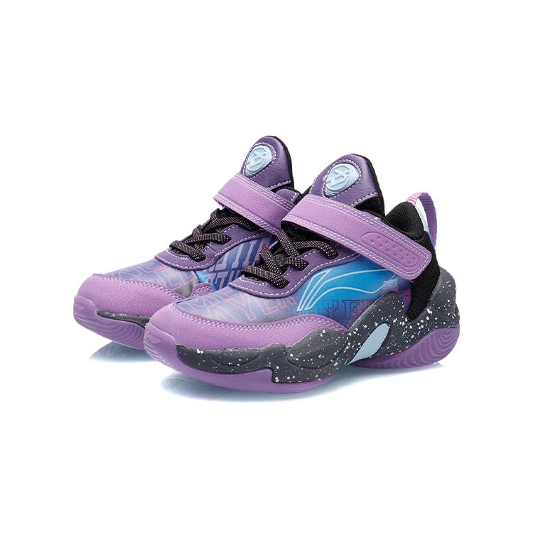 Li Ning Pioneer Team Velcro Rebound Shock Absorption Breathable Wear-Resistant Non-Slip Mid-Top Basketball Shoes Kids basketball shoes YKNR084-11