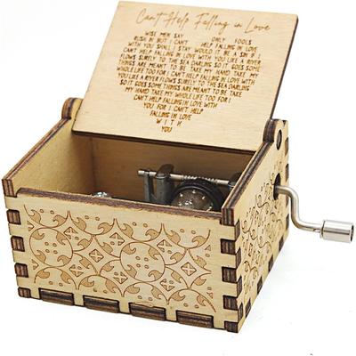 1PC Music Box, Antique Engraved Musical Boxes Case for Love One Wooden Music Box - Gifts for Lover, Boyfriend, Girlfriend, Husband, Wife (WOOD)
