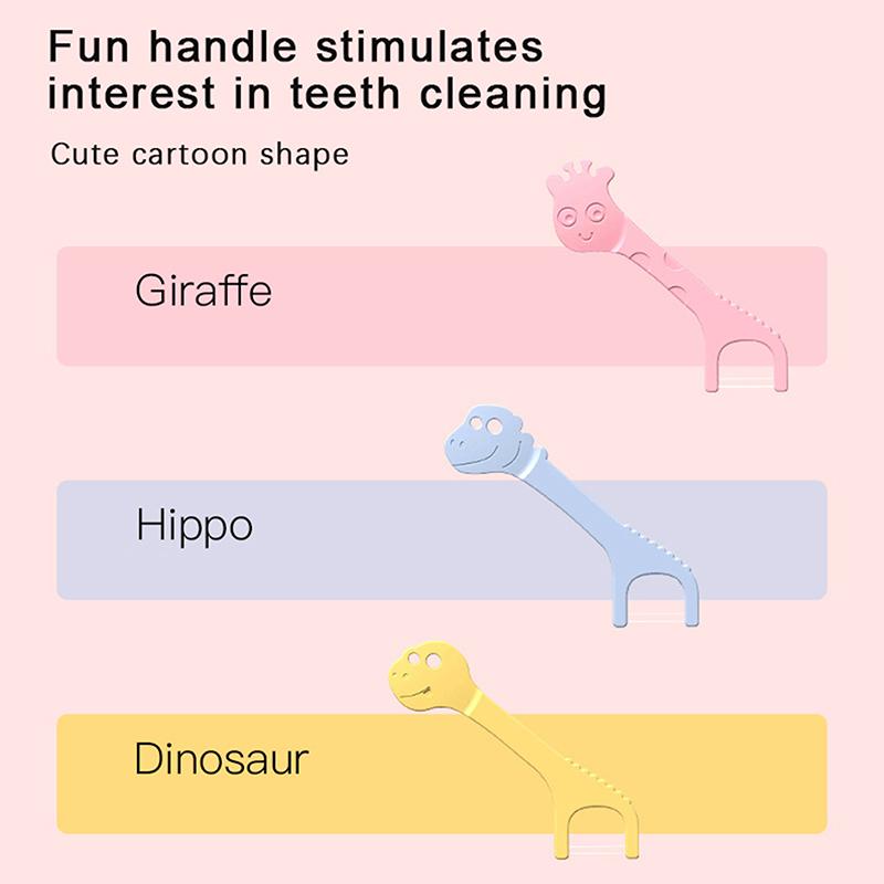 60 stk Barnas Dyre Tannpirker Engangs Ultrafin Tannpirker Silketråd Søt Tegneserie Oral Interdental Rengjøring