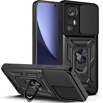 Etui na Xiaomi 12 Pro - Czarny - Sztywne - Wstrząsoodporne - Ochrona aparatu - Wbudowana podpórka
