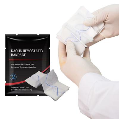 1Pieces Trauma Z-Fold Soluble Hemostatic Kaolin Gauze Combat Medical Wound Dressing Emergency For Outdoor First Aid Supplies