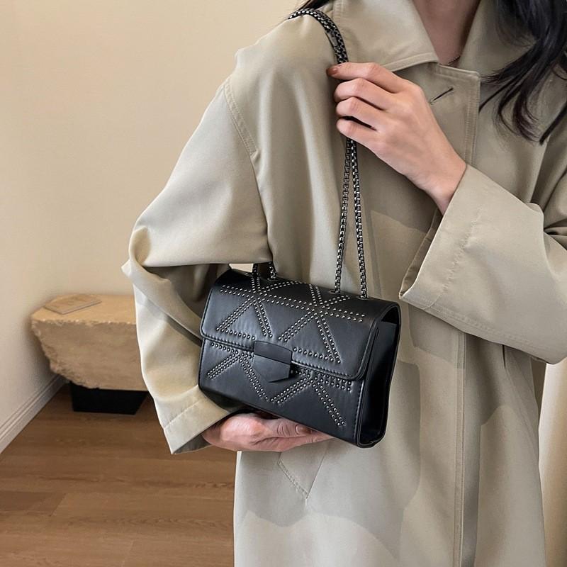 Elegant Fashionable Small Square Crossbody Bag For Women In Black And White With Trendy Street Style