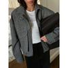 Women's Autumn Winter Retro Jacket Fit Zipper Front Coat Stand Up Collar Flap Pockets Casual Jackets