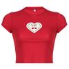 T-shirt imprimé Cherry Love pour femmes Spice Girls, pull à col rond, bas slim, hauts courts, printemps été