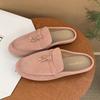 Muller Slippers High Quality Luxury Loafers Suede Shoes Round Toe for Women Moccasins Comfortable Female Lazy Slip-on Fl