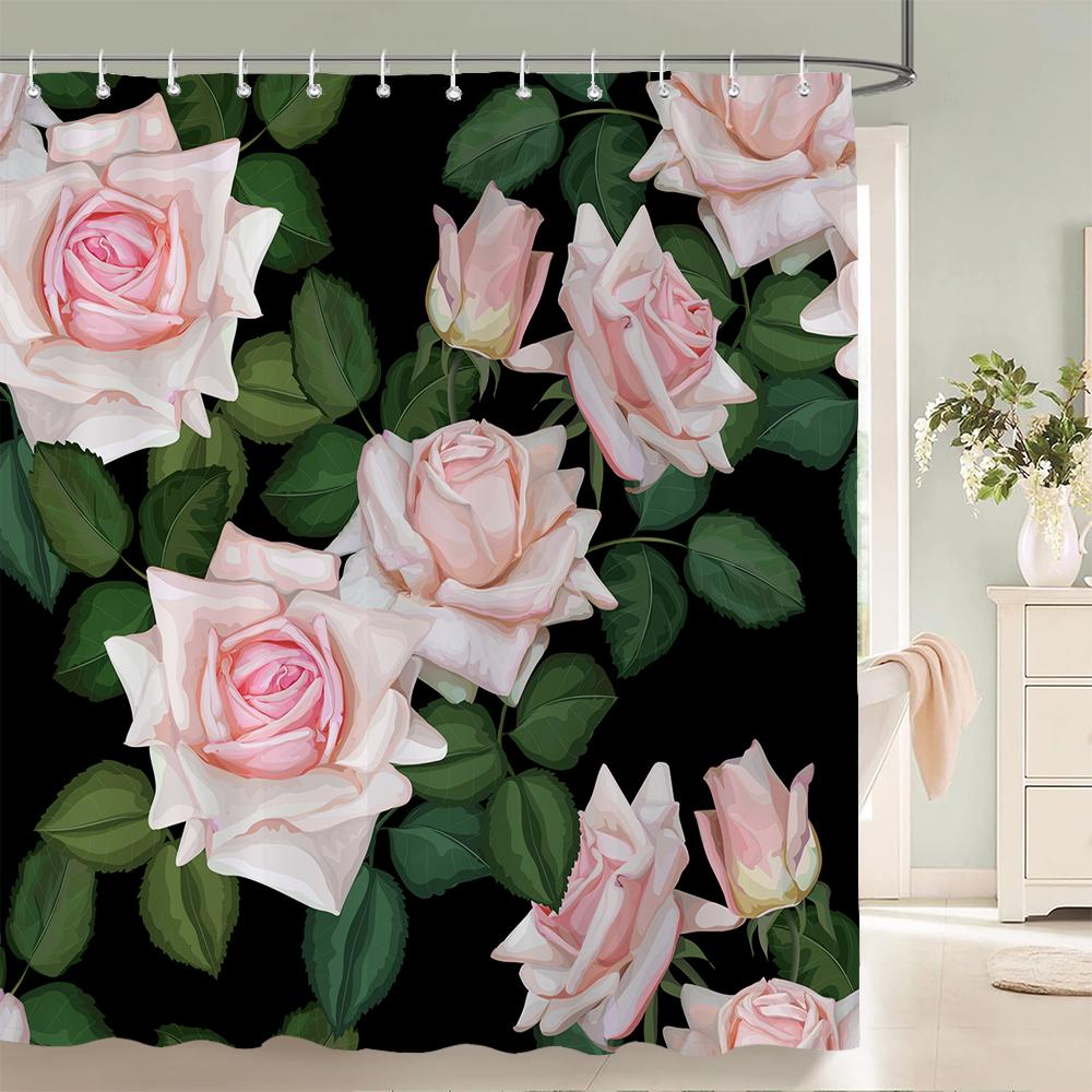 3d Printing Flowers Shower Curtains Bathroom Curtain Waterproof With Hooks Polyester Cloth 180x240cm Bath Home Decor Screen