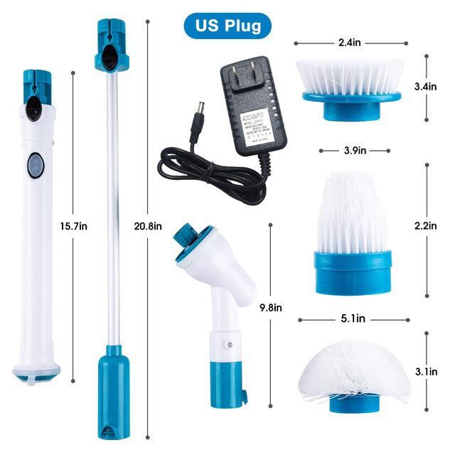Turbo Scrub Elektrische Reinigungsbürste, verstellbar, wasserdicht, kabelloses Aufladen, sauberes Badezimmer, Küchenreinigungswerkzeug-Set, Küchenset