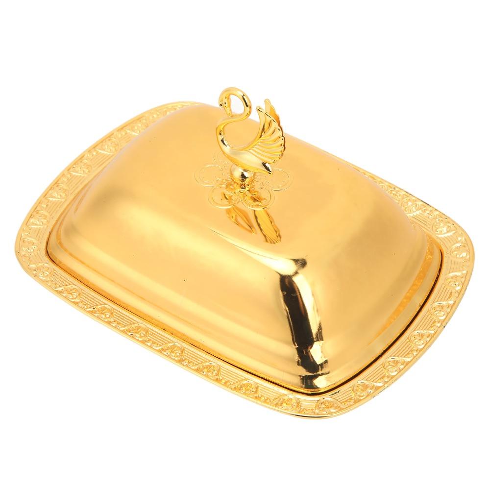 2pcs Swan Handle Lid Decorative Dessert Platter Alloy Snack Serving Dish  Commercial Use
