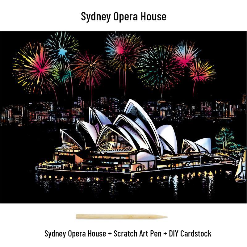 City Night View Scratch Art – DIY Kreatives Handgemachtes Malen Geschenk für Beste Freundin
