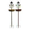 Durable Iron Sun Powered Bird Water Dish With LED Lights For Outdoor Decoration And Wildlife Viewing Day And Night