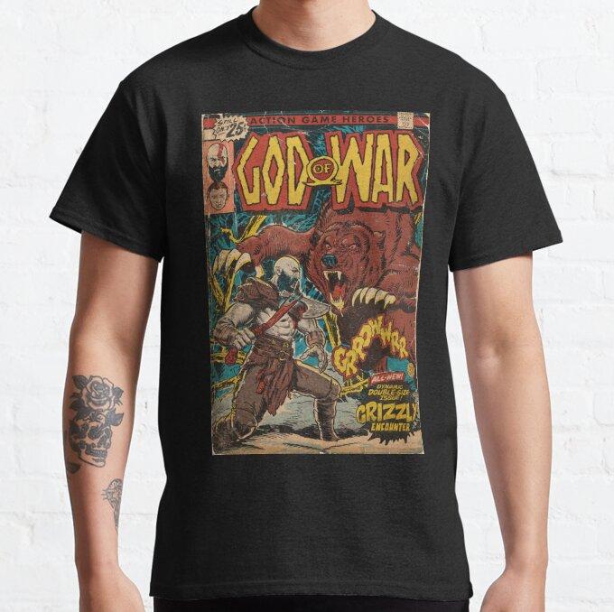 God of War Ragnarök Bear Fight Art TShirt for Men and Women Summer Pure Cotton Clothing Fashion Casual Short Sleeved Tshirt